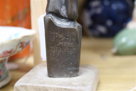 A figurative bronze of an African lady, signed John Skelton, 2/10, dated 1980, height 35cm